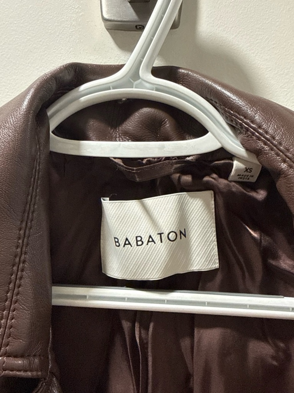 Aritzia Babaton Brown Faux-Leather Double-Breasted Trench Coat - Picture 3 of 4